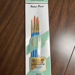 Gold Nylon Round Paint Brush Set