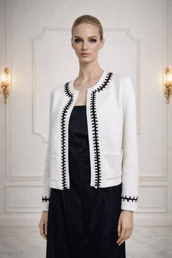 ✨ Maje Paris Contrast Stitch Cropped Cardigan – Chic Parisian Knit ✨