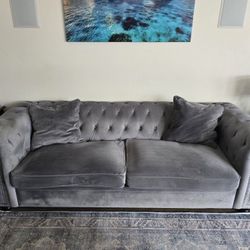 Willa Arlo Odum 95" Velvet Rolled Arm Chesterfield Sofa 