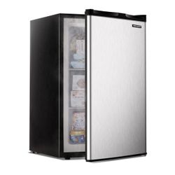 Upright Freezer, 3.0 Cubic Feet, Stainless Steel Door - New In Box