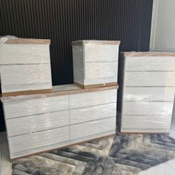 DRESSER, CHEST AND TWO NIGHSTANDS 