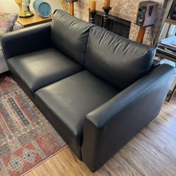 Black Faux Leather Sofa/Couch