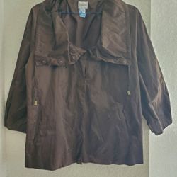 Chico's Brown Metallic Wind Jacket Size Large 