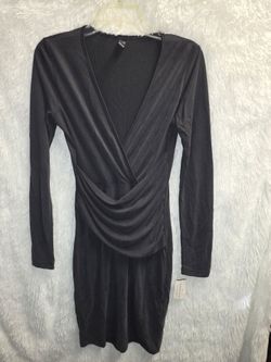 New Medium Windsor Charcoal Long Sleeve Mini Dress