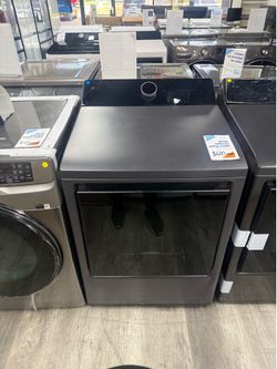 LG - 7.3 Cu. Ft. Smart Electric Dryer with Steam and EasyLoad Door - Matte Black