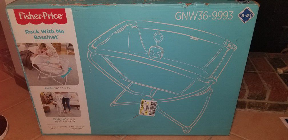 NEW IN BOX FISHER PRICE ROCK WITH ME BASSINET.  PICK UP MIDDLEBORO ONLY FINAL SALE 
