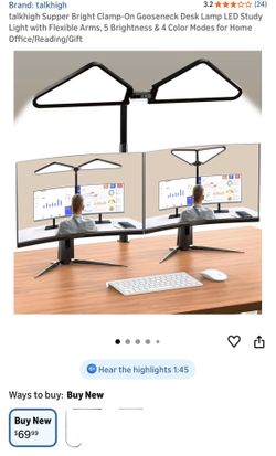 Supper Bright Clamp-On Gooseneck Desk Lamp LED Study Light 