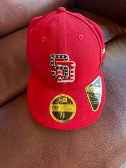 New Era 59FIFTY Low Profile San Diego Padres Patriotic Red Hat Size 7 5/8 New Never Worn