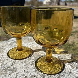 Vintage Gold Amber Goblets 