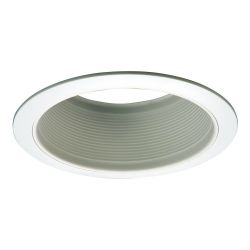 Halo E26 Series 6 in. White Recessed Ceiling Light Fixture Trim with Tapered Baffle and White Ring Overlay