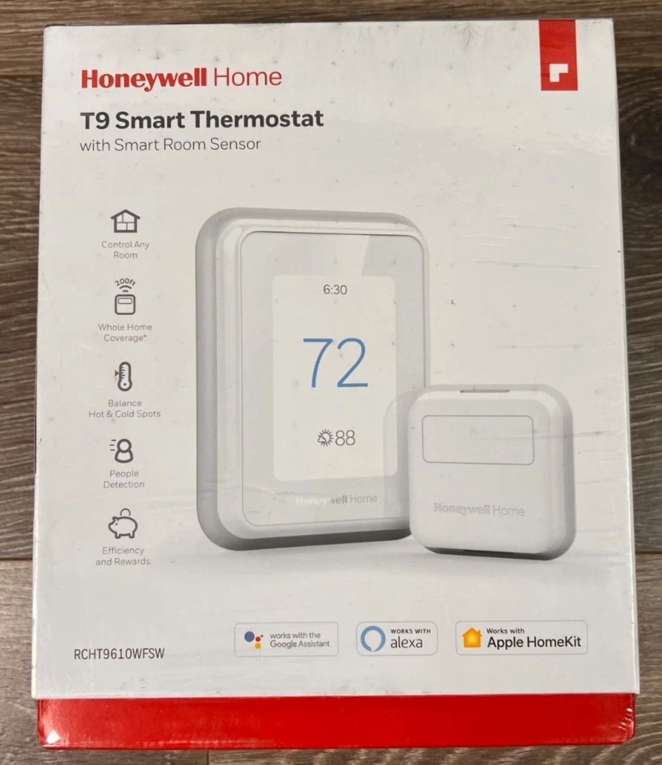 Honeywell Home T9 WiFi 7-Day Programmable Smart Thermostat with Touchscreen Display and Smart Room Sensor