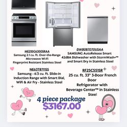 Samsung 4 Piece electric stove package $3167