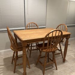 Bar Height Wood Table With Chairs And Leaf
