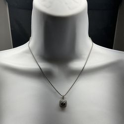 David Yurman Petite Albion Necklace in Silver Black Onyx and Pavé Diamonds Charm - 5in Chain