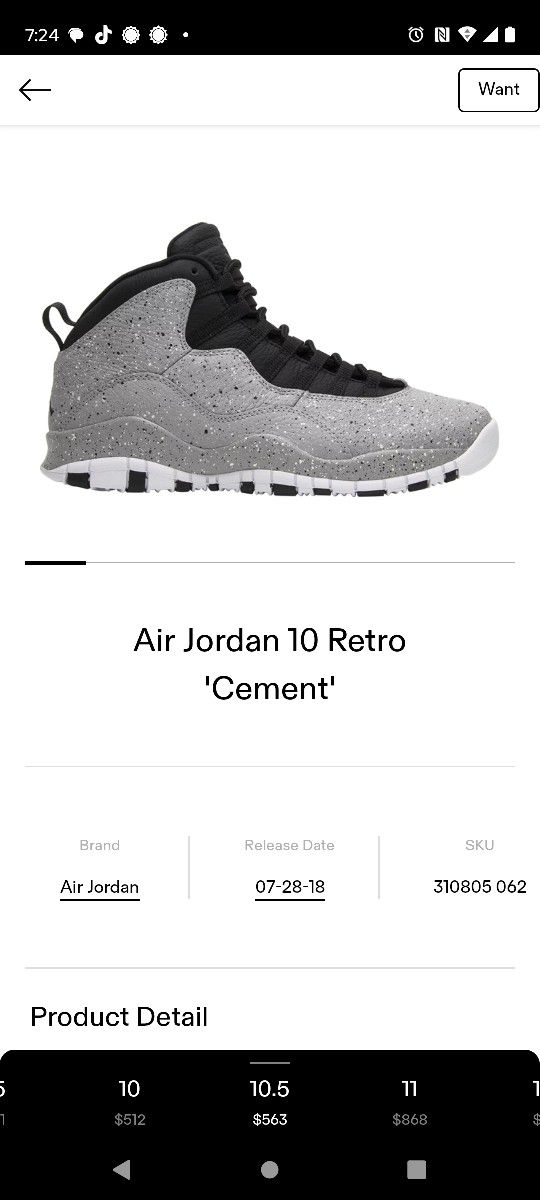 Jordan Retro 10 "Cement"