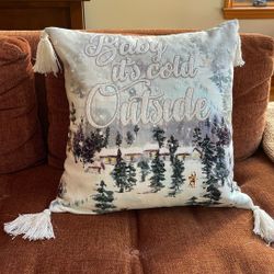 Beaded Pillow Christmas / Holiday baby it’s cold outside