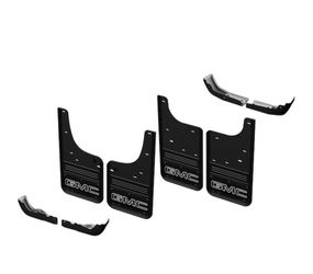 2020-2026 GMC SIERRA Front and Rear Rubber No-Drill Gatorback Mud Flap Kit with Silver Outlined GMC Logo