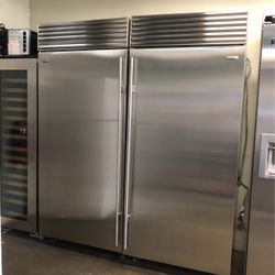 Sub Zero 72” Wide Side By side Stainless Steel Built In Refrigerators Column Set 