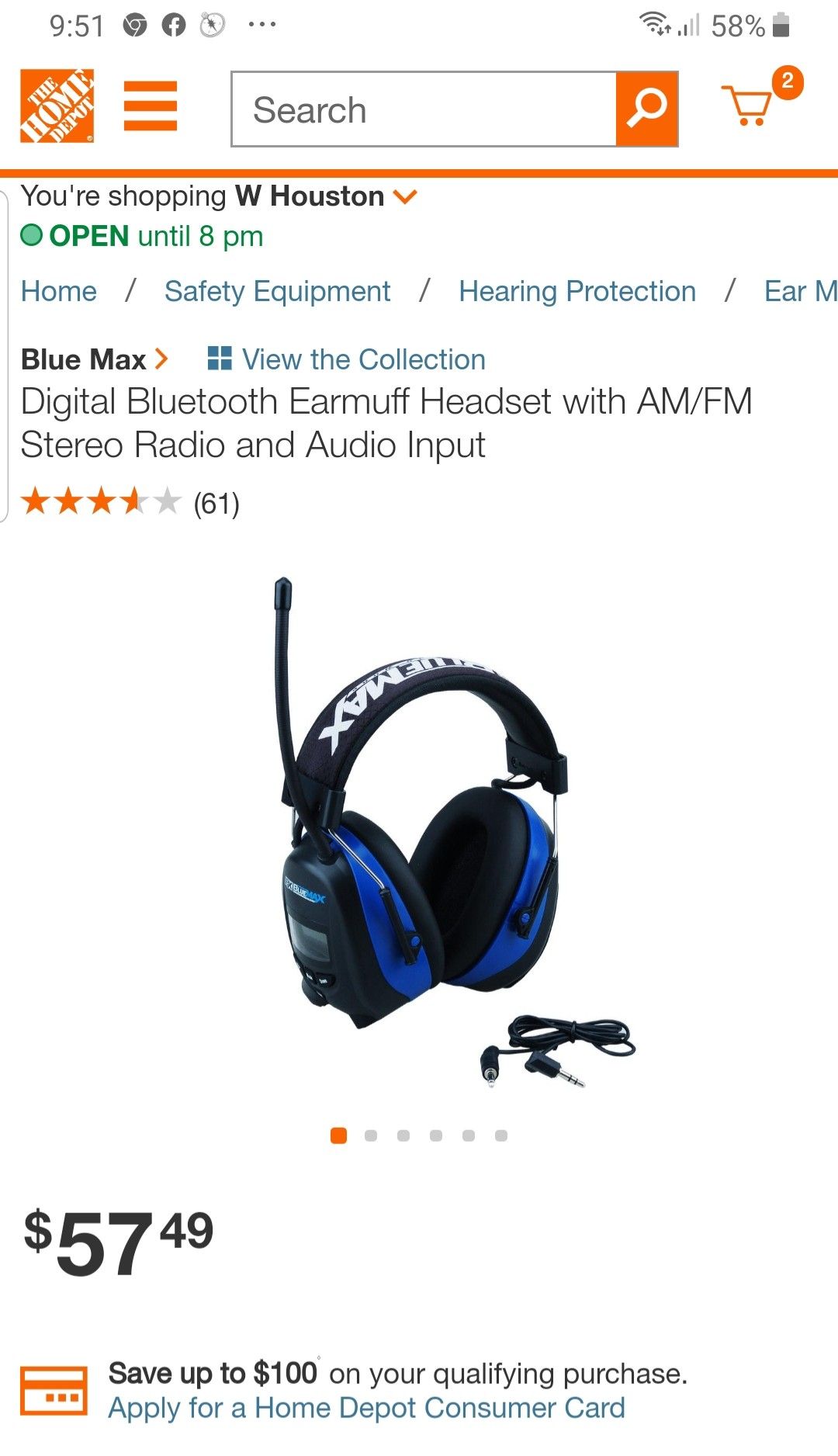 Blue Max Digital Bluetooth Earmuff Headset with AM/FM Sterio Radio & Audio Input