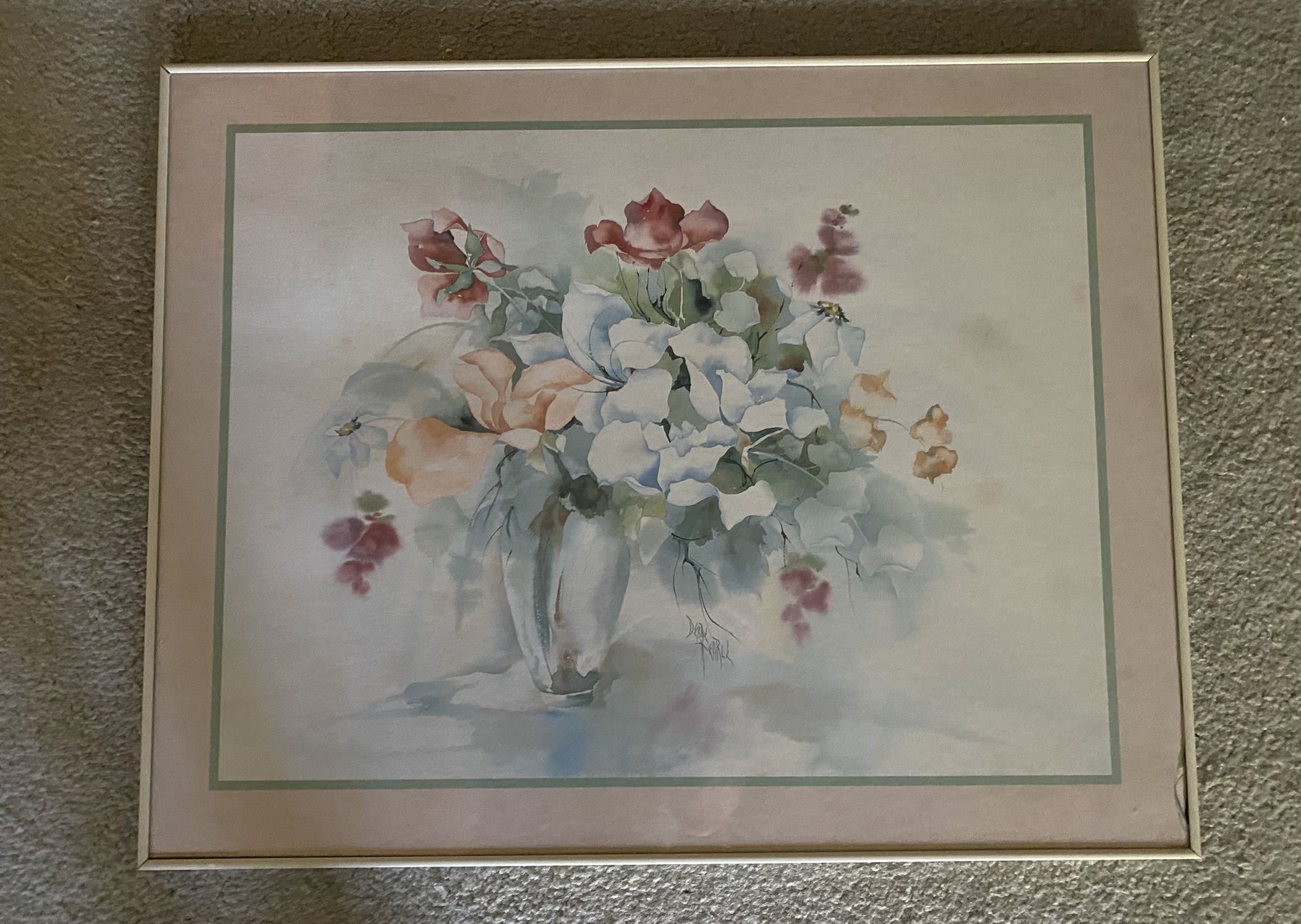 Vintage watercolor floral botanical print by Debbie Hearle