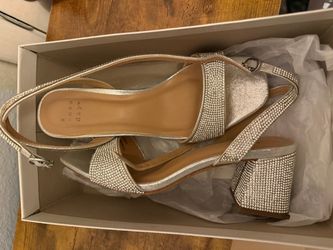A New Day Silver Rhinestone Block Heels
