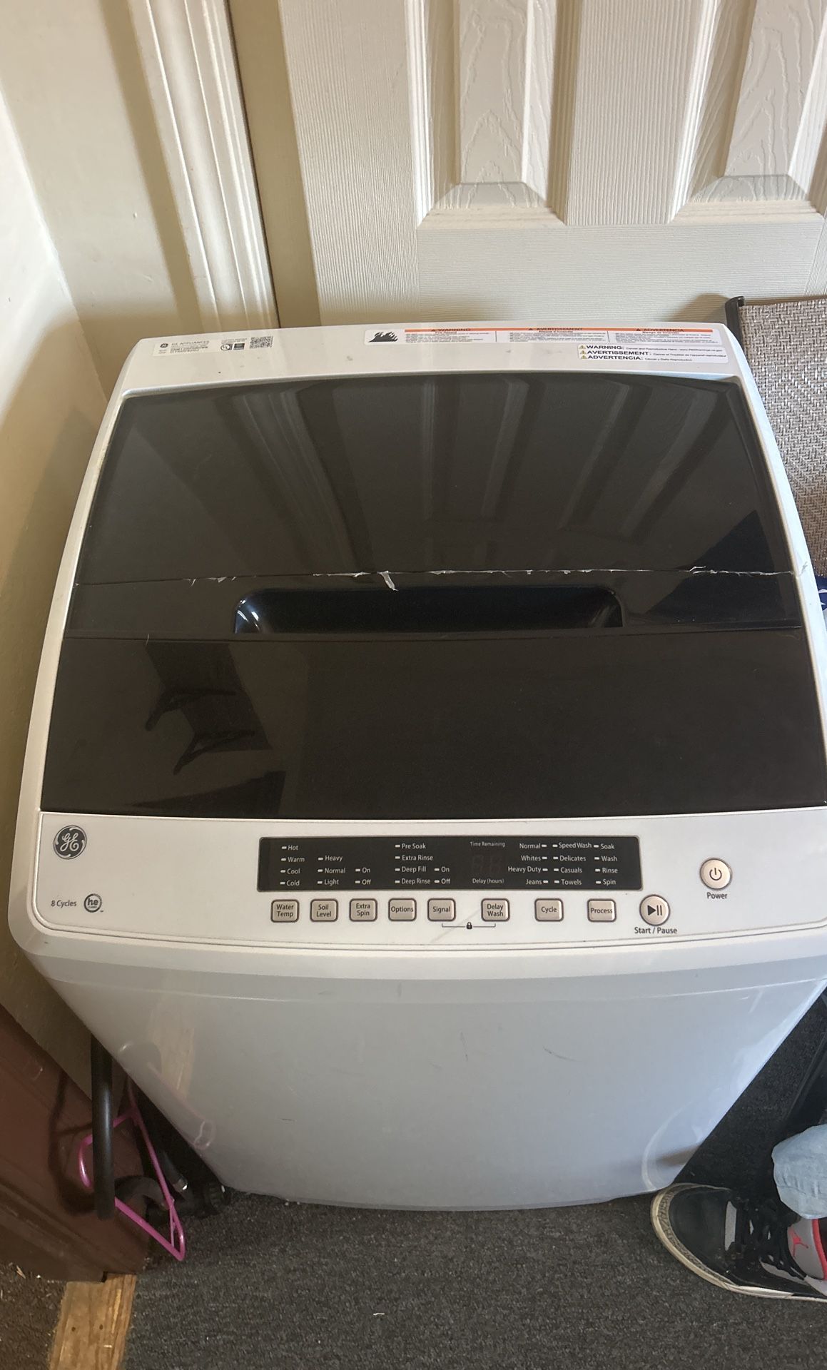 GE Top Load Washer with Electronic LED One Touch Controls - White/Black