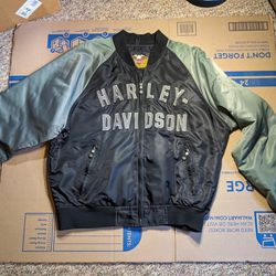 Harley-Davidson 100 Year Anniversary Bomber Nylon Jacket Gray And Black Size XL