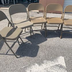 3 Metal Folding Chairs Beige 