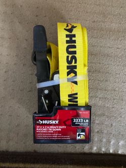 Husky 27 ft. x 2 in. Heavy-Duty Ratchet Tie-Down Strap with J Hook