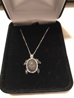 Diamond turtle pendant sterling silver!!!