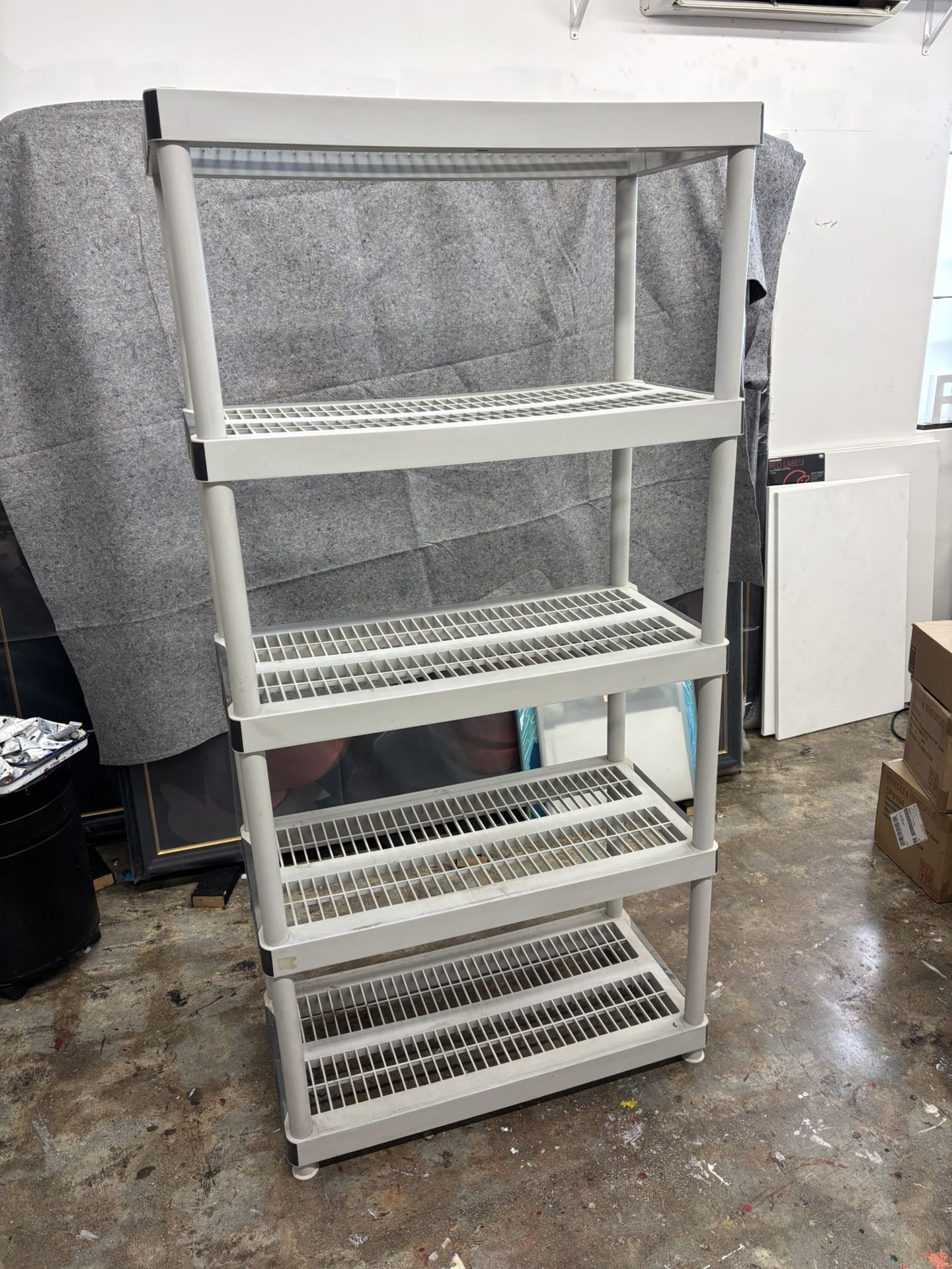 Tall 5-tier plastic storage shelf rack
