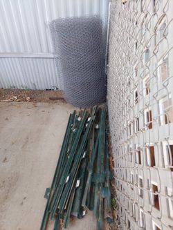 Chicken wire fence with poles