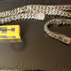 Iced Out Necklace And Bracelet “K”