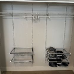 Used Closet Shelves And 4 Pull Out Baskets 