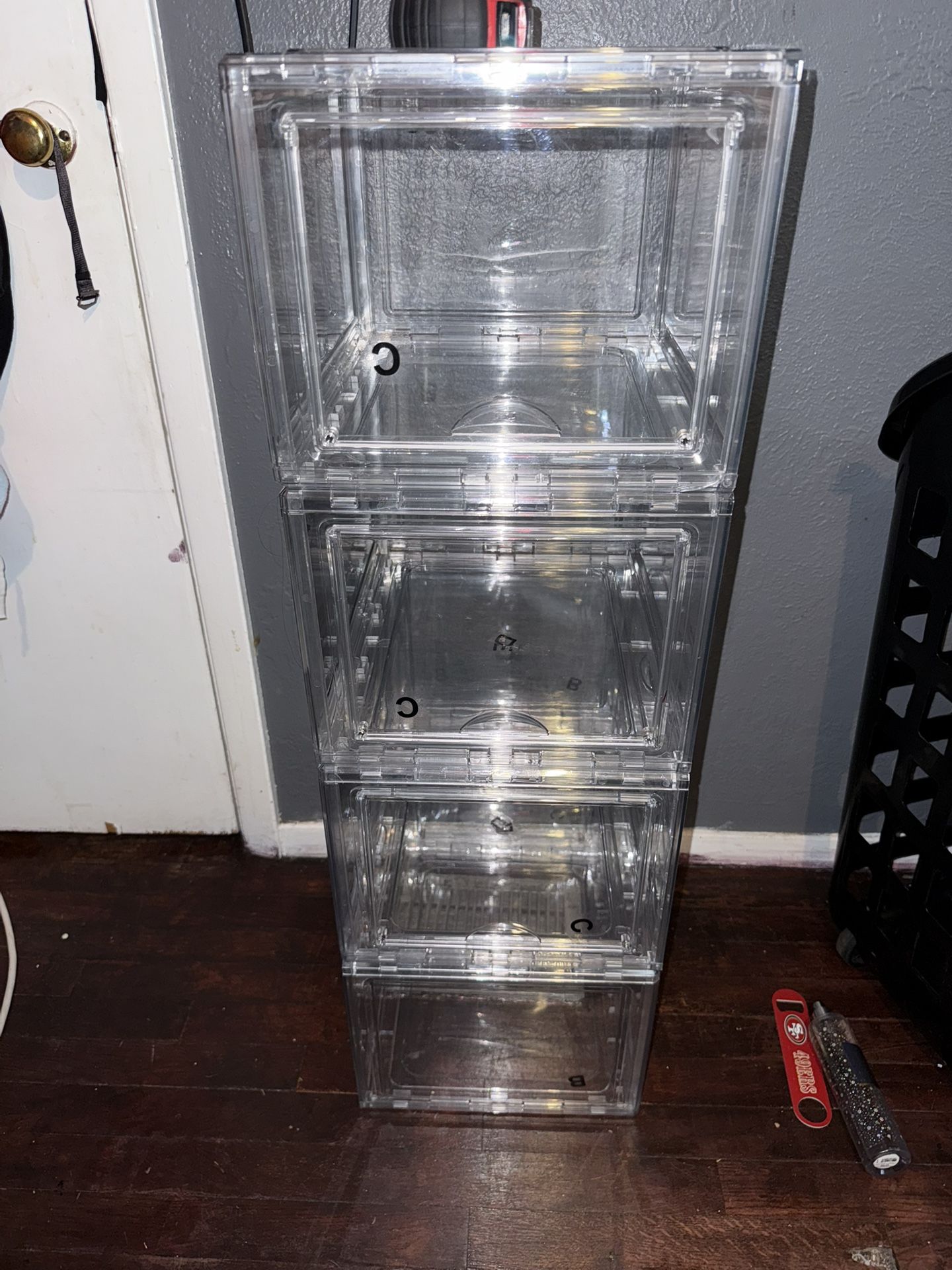 4 Large Shoe Cases With Double Sided Door 