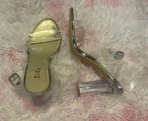 Silver Rhinestone Block Heels
