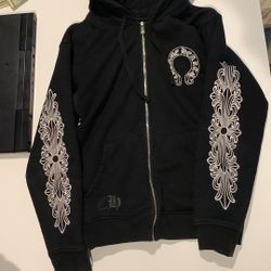 Chrome Hearts Horseshoe Floral Cross Sleeve Zip Up Hoodie