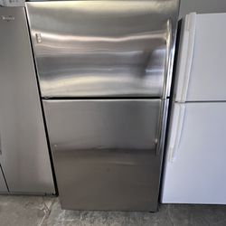 36” Wide Stainless Steel Top Freezer Refrigerator Ge Used 