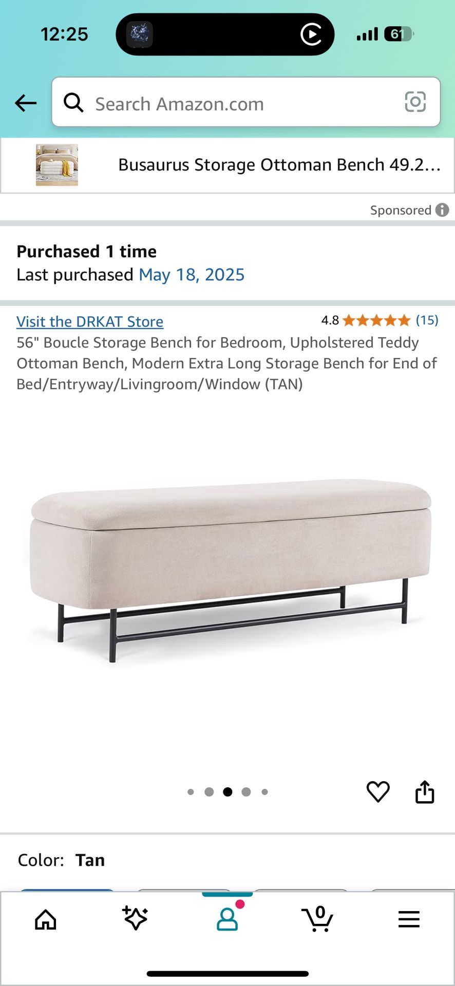 Brand New Storage Ottoman - Tan Suede