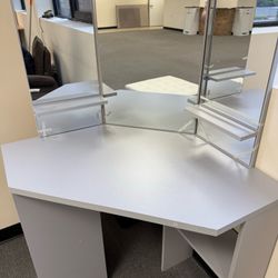 Hironpal Corner Vanity Set with Mirrors, Makeup Vanity Dressing Table with 5 Storage Drawers, Desk Vanity for Small Spaces, Gar $130