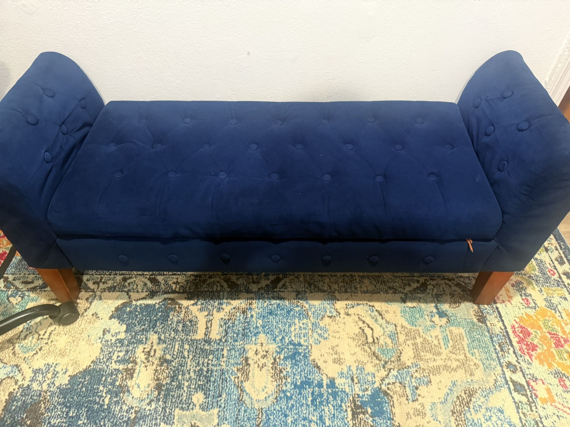 Blue Suede Ottoman PRICE REDUCED