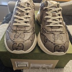 Size 10 - Gucci 100 Rhyton Sneaker Beige Monogram