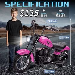 😀 24V 250W Electric Dirt Bike, High-Speed Kids Motorcycle Fast Speed 14MPH, Ride On Dirt Retro Bike with Brakes, LED Lights, Electric Dirt Bike 