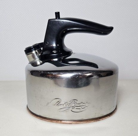 Vintage 1801 Revere Ware 1.5 Qt [Kettle Whistling Stainless Copper Bottom 
