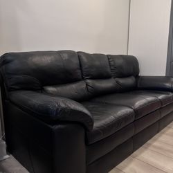 Genuine Plush Leather Sofa Set