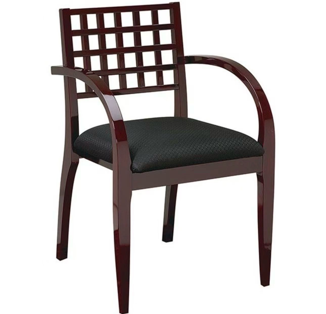 Office Star OSP Furniture MEN-98-MAH Leg Chair With Wood Criss-Cross Back & High Gloss Maple Or Mahogany Finish B Grade - Trinket - Charcoal