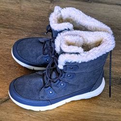 NWT Dream Pairs Snow Boots Women’s Sz 10 Blue/Wht Faux Fur Lined Waterproof 
