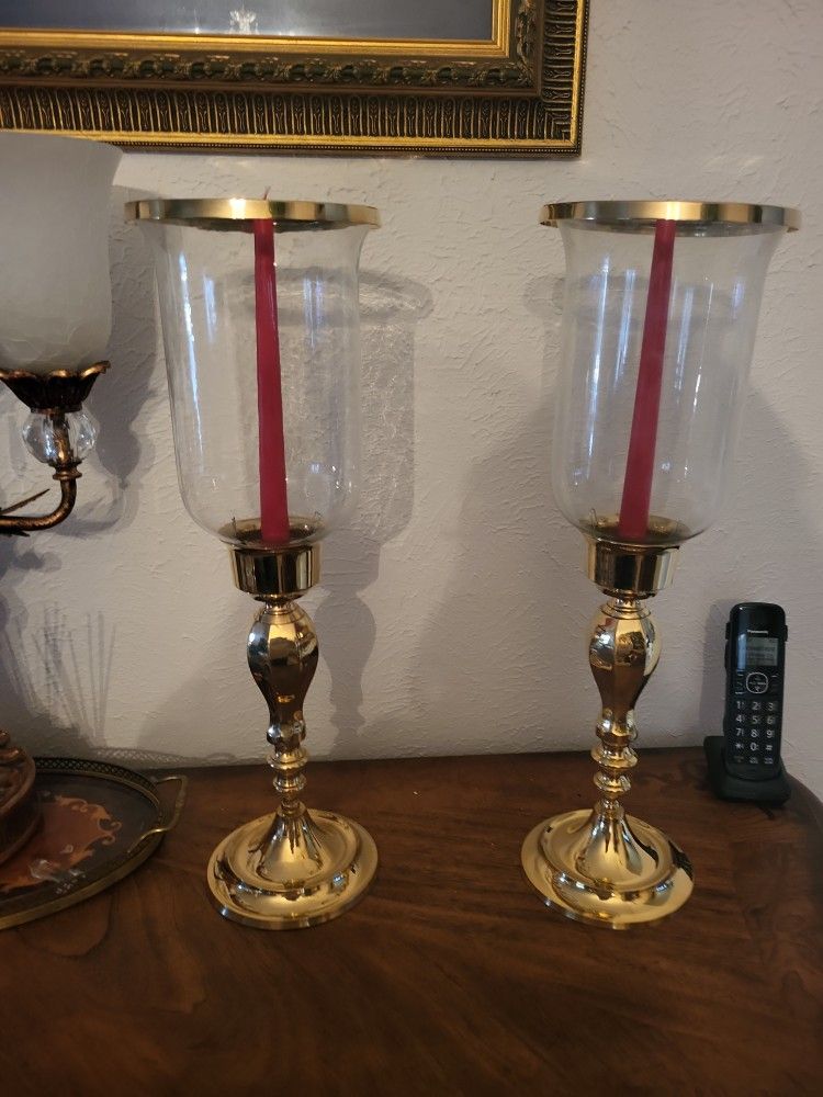 Brass Hurricane Lamps , New In Box 2