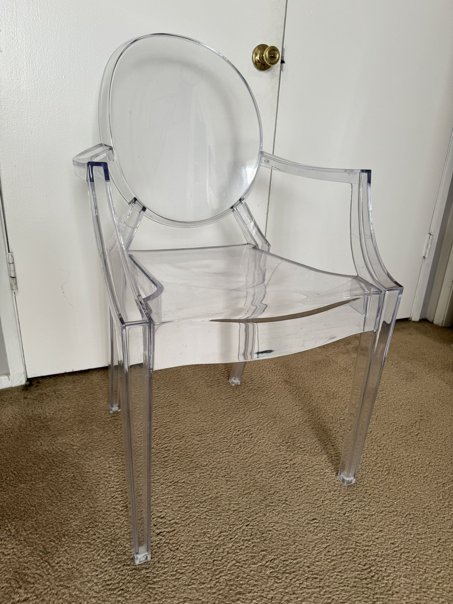 Clear Lucite Acrylic Ghost Chair With Armrests