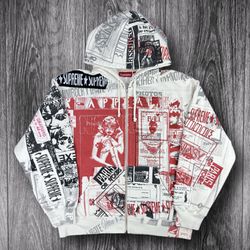 Supreme Collage Zip Up Hooded Sweatshirt ‘White’ Brand New Size Large